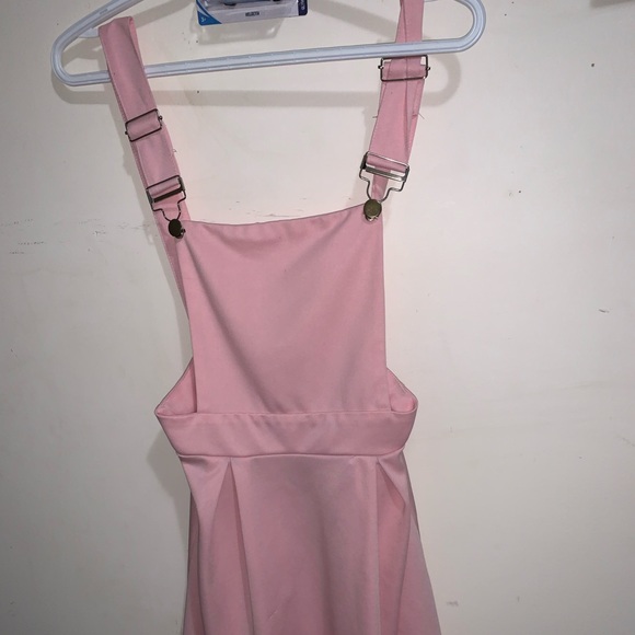 Pleated Pink Valentines Day Overall Dress - Picture 1 of 2
